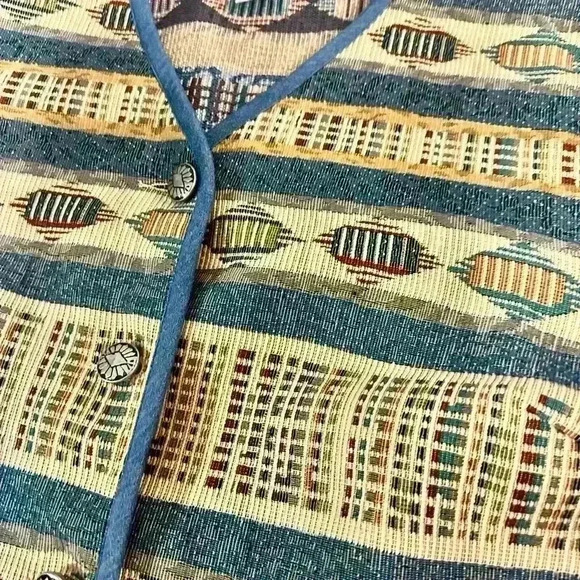 VTG Stonebridge Womens Tapestry Knit Over Coat Blazer Southwest Jacket Coat XL - Picture 4 of 5